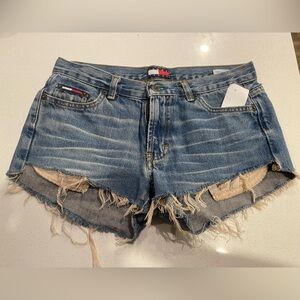 Tommy Hilfiger Blue Distressed Denim Shorts